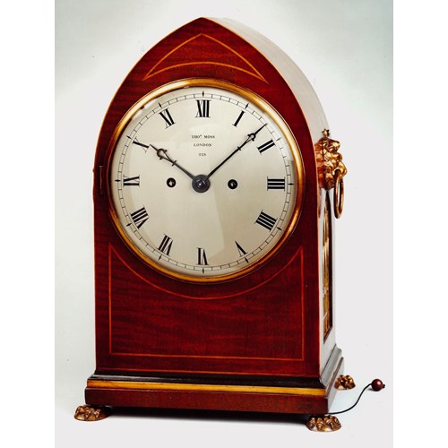 19TH CENTURY ANTIQUE REGENCY MAHOGANY BRACKET CLOCK BY THOMAS MOSS OF LONDON